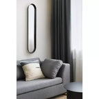 Miroir mural ovale noir et fin – Panneau unique