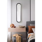 Miroir mural ovale noir et fin – Panneau unique