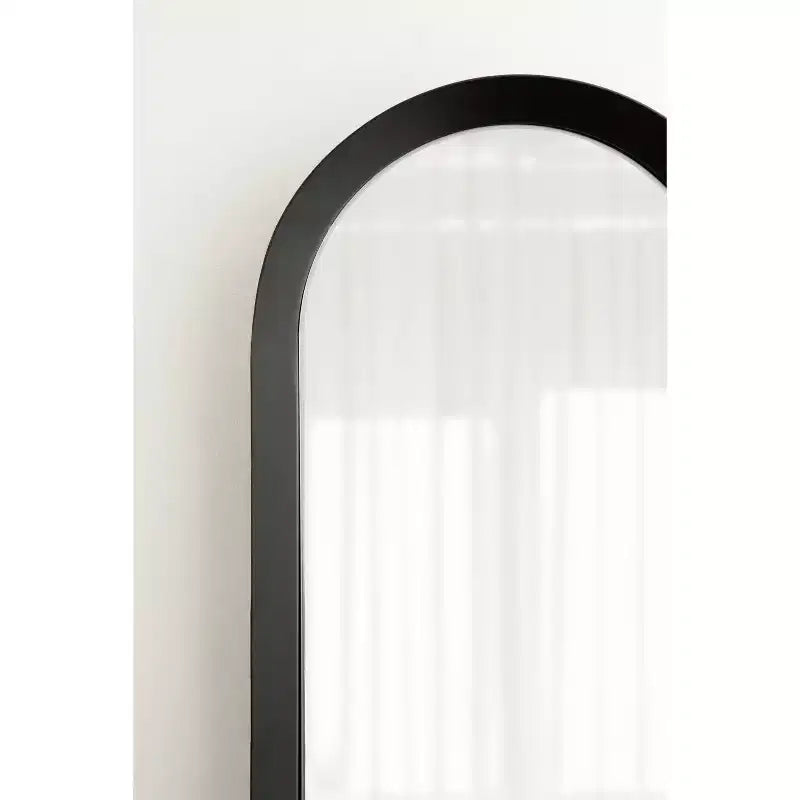 Miroir mural ovale noir et fin – Panneau unique