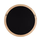 Miroir mural rond marron, cadre en bois à chevrons, utilisation par 1 personne