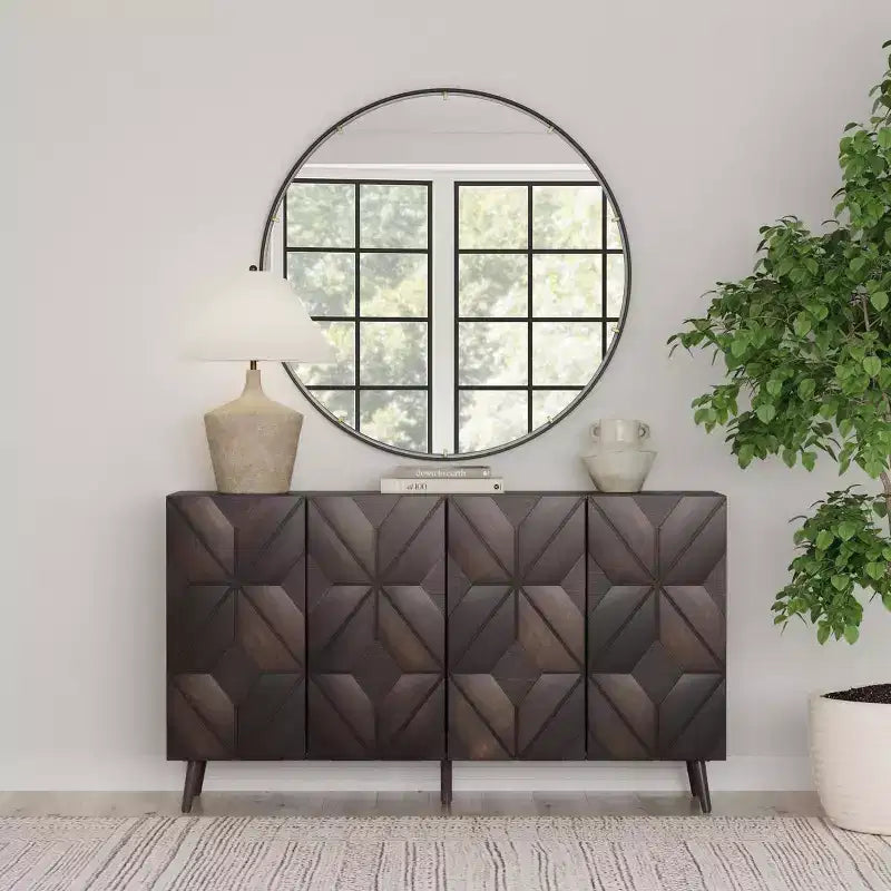 Armoire de rangement 4 portes Espresso Mid-Century – 1 personne