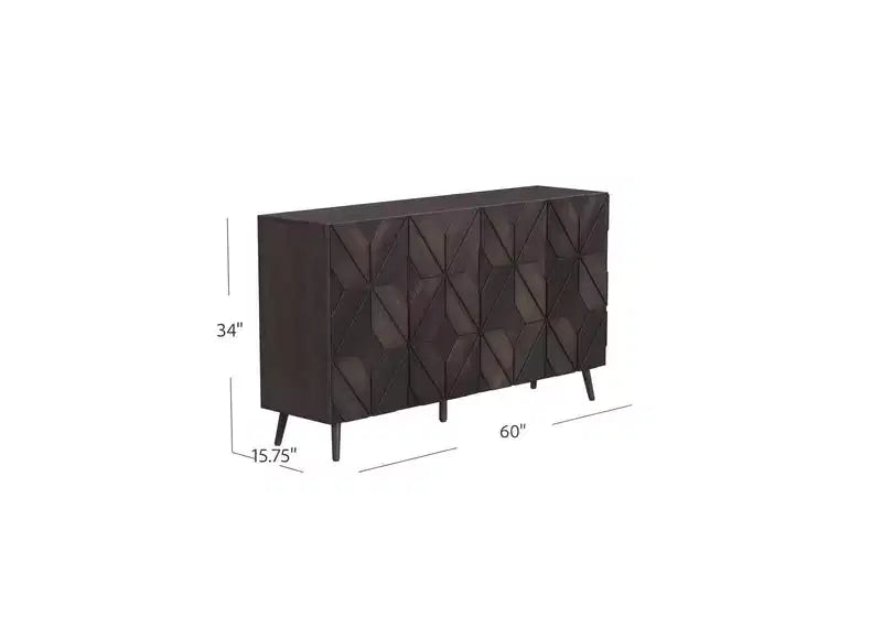 Armoire de rangement 4 portes Espresso Mid-Century – 1 personne