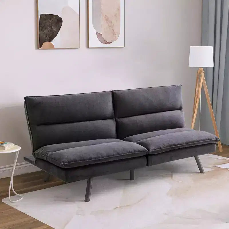 Dyonery 71 in Convertible Faux Leather Sofa Couch,Memory Foam Futon Couch Bed,Small Splitback Modern Loveseat Sleeper Sofa Bed for Living Room