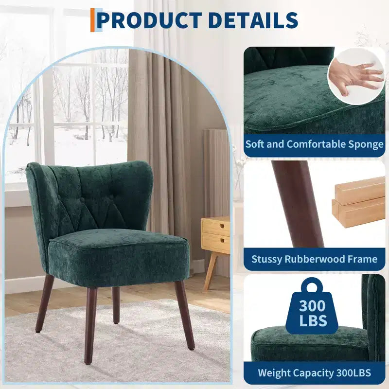 Fauteuil crapaud marron sans accoudoirs – Velours, pieds en bois, 1 place