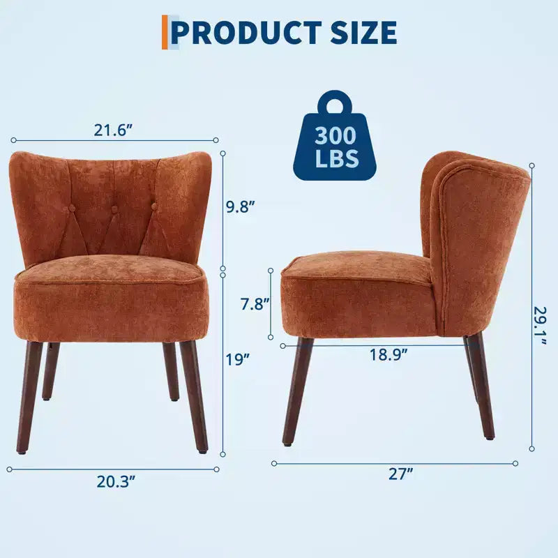 Fauteuil crapaud marron sans accoudoirs – Velours, pieds en bois, 1 place