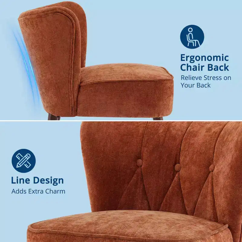Fauteuil crapaud marron sans accoudoirs – Velours, pieds en bois, 1 place