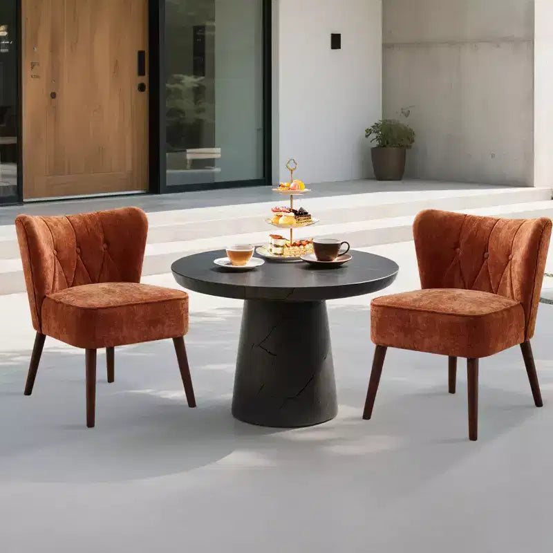 Fauteuil crapaud marron sans accoudoirs – Velours, pieds en bois, 1 place