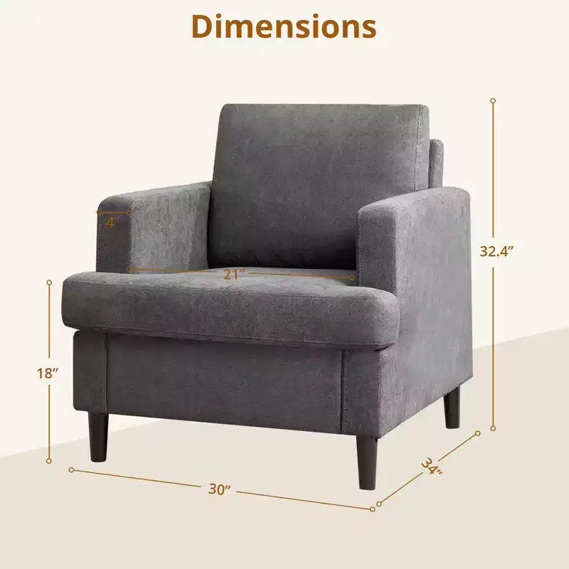 Fauteuil d'appoint en lin, style mi-siècle, 1 place — Beige
