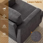 Fauteuil d'appoint en lin, style mi-siècle, 1 place — Beige