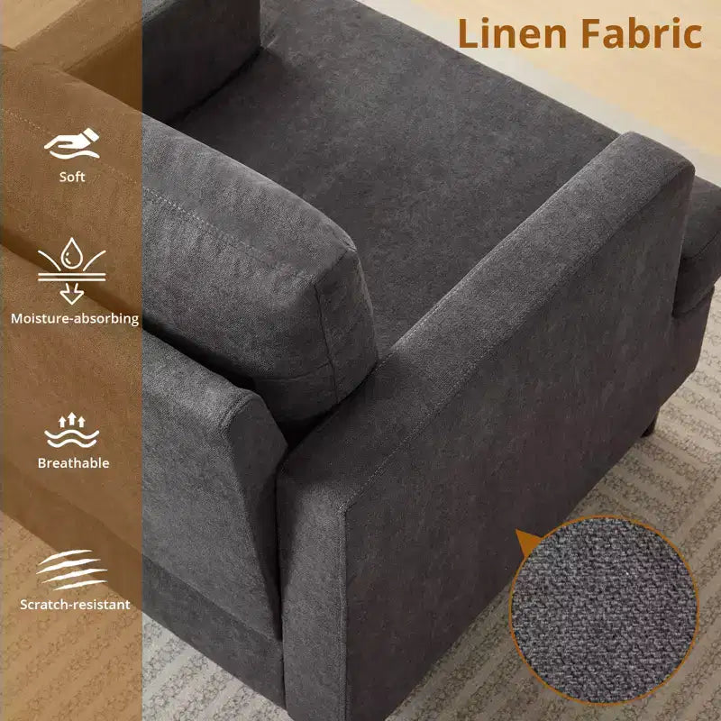 Fauteuil d'appoint en lin, style mi-siècle, 1 place — Beige