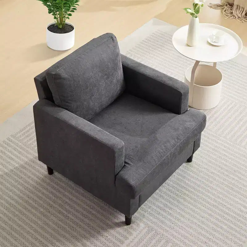 Fauteuil d'appoint en lin, style mi-siècle, 1 place — Beige