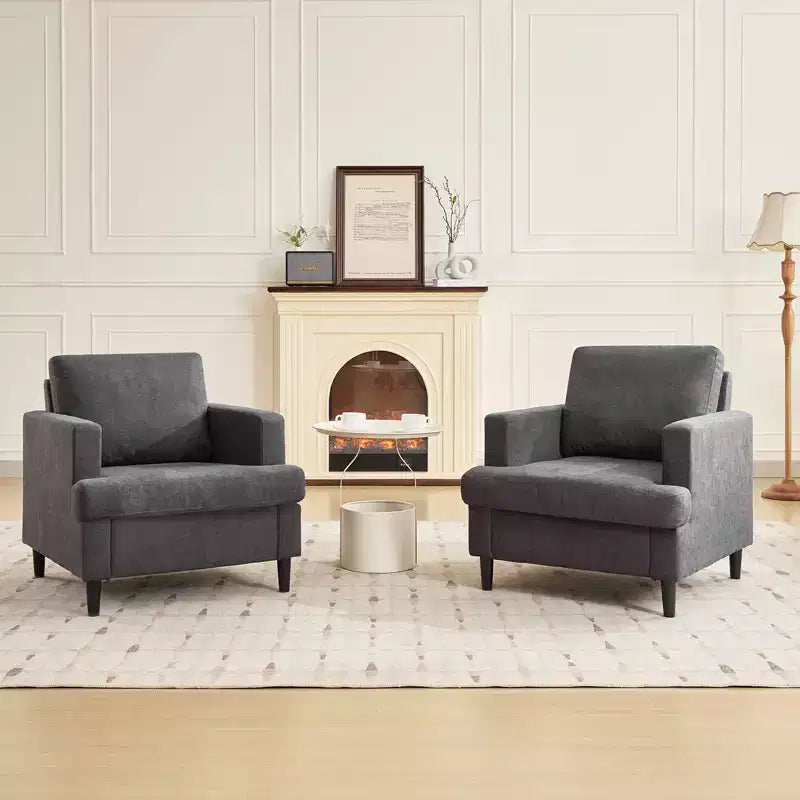 Fauteuil d'appoint en lin, style mi-siècle, 1 place — Beige