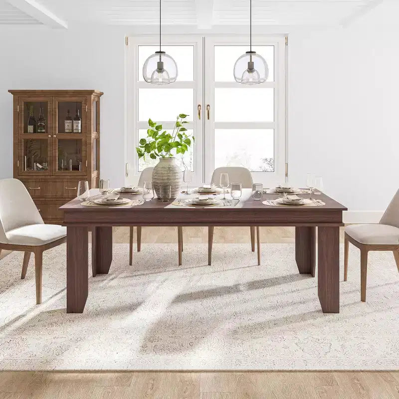 Farmhouse Dining Table 70.87 Inch,Brown Kitchen Table Seats 6-8 People