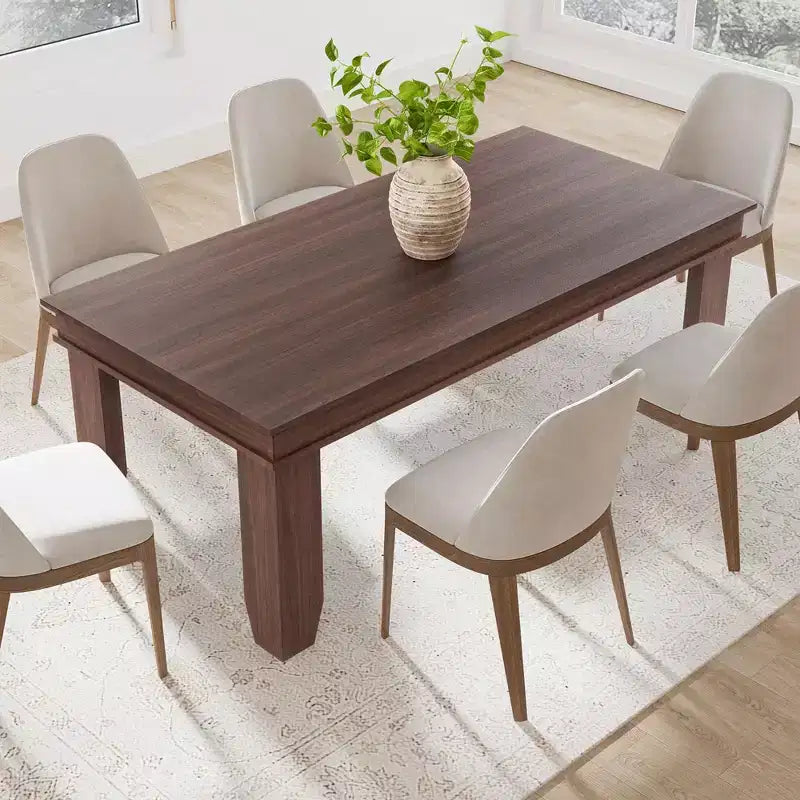 Table à manger rectangulaire marron, 6–8 places, cadre en MDF