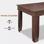 Table à manger rectangulaire marron, 6–8 places, cadre en MDF