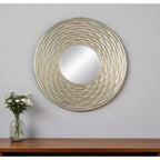 Miroir mural rond argenté