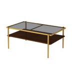Tables basses modernes en verre trempé gris/doré et blanc (lot de 3) – Pour 2 à 4 personnes
