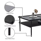 Tables basses modernes en verre trempé gris/doré et blanc (lot de 3) – Pour 2 à 4 personnes