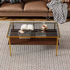 Tables basses modernes en verre trempé gris/doré et blanc (lot de 3) – Pour 2 à 4 personnes