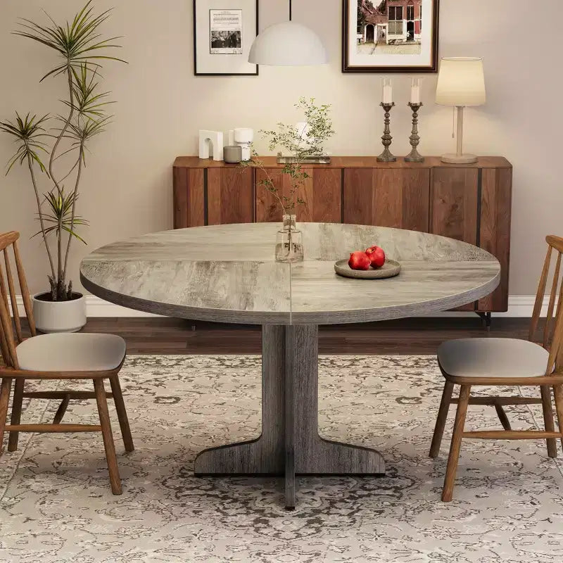 Table à manger ronde noire / grise avec pieds incurvés – 4 places