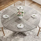 Table à manger ronde noire / grise avec pieds incurvés – 4 places