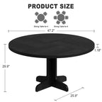 Table à manger ronde noire / grise avec pieds incurvés – 4 places