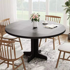 Table à manger ronde noire / grise avec pieds incurvés – 4 places