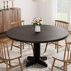 Table à manger ronde noire / grise avec pieds incurvés – 4 places