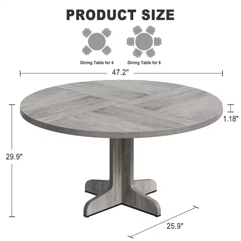 Table à manger ronde noire / grise avec pieds incurvés – 4 places