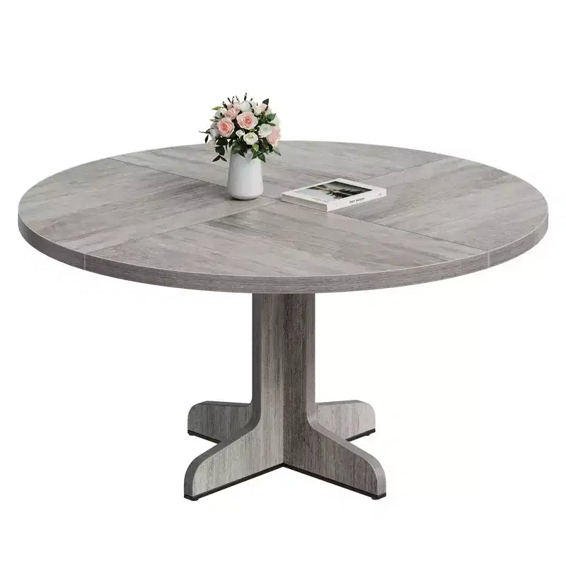 Table à manger ronde noire / grise avec pieds incurvés – 4 places