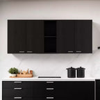 Meuble d'appoint mural noir, 150 cm, 5 étagères