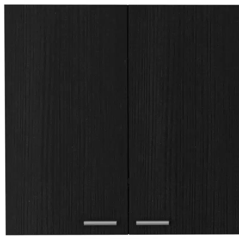 Meuble d'appoint mural noir, 150 cm, 5 étagères