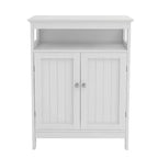 Meuble de Rangement de Salle de Bain Autoportant Blanc avec Double Porte à Persiennes, pour 1 Personne