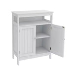 Meuble de Rangement de Salle de Bain Autoportant Blanc avec Double Porte à Persiennes, pour 1 Personne