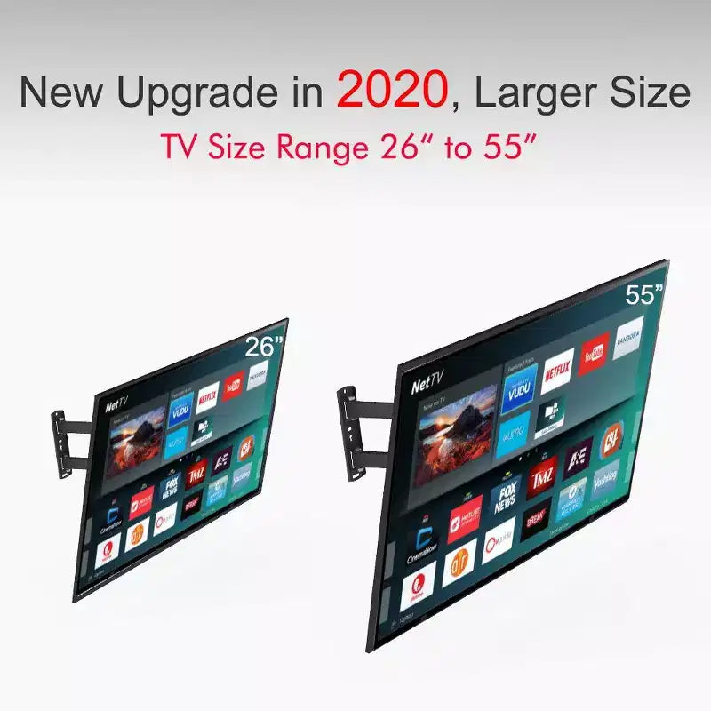Support mural inclinable réglable pour téléviseur en acier argenté – 26"-55", 1 écran