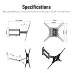 Support mural inclinable réglable pour téléviseur en acier argenté – 26"-55", 1 écran