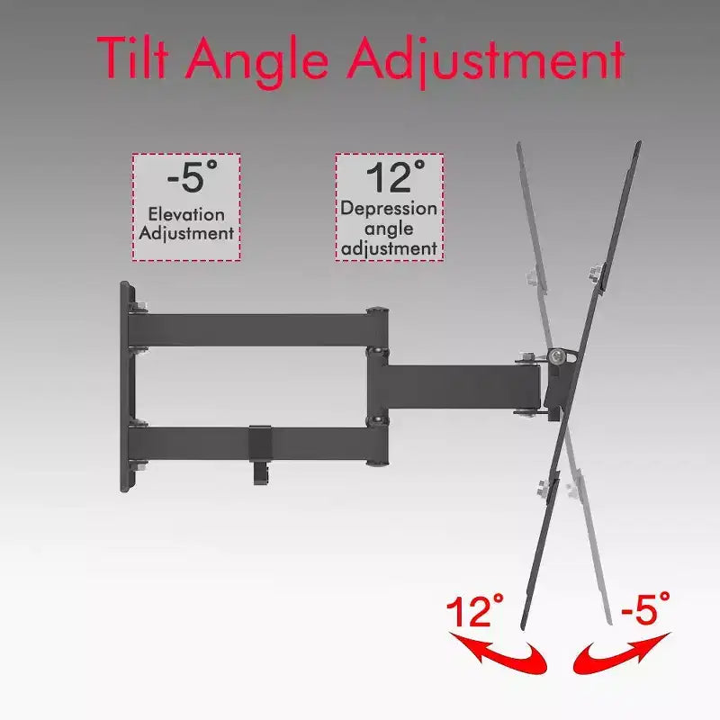 Support mural inclinable réglable pour téléviseur en acier argenté – 26"-55", 1 écran