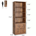 Bibliothèque industrielle/ferme vintage noire/grise avec portes de grange en X – Assemblage par 1 personne, 6 étagères de rangement