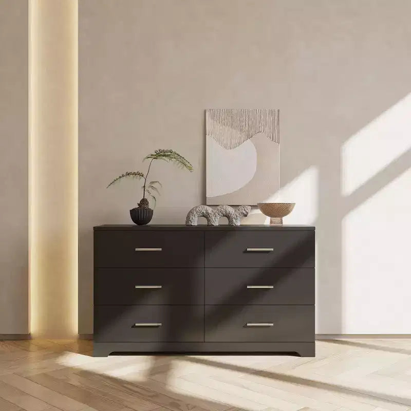 Commode noire à 6 tiroirs, pour 1 personne