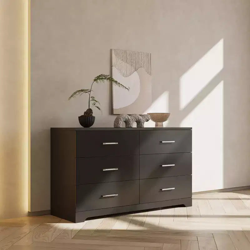 Commode noire à 6 tiroirs, pour 1 personne