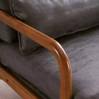 Fauteuil haut de dossier en lin beige, une place