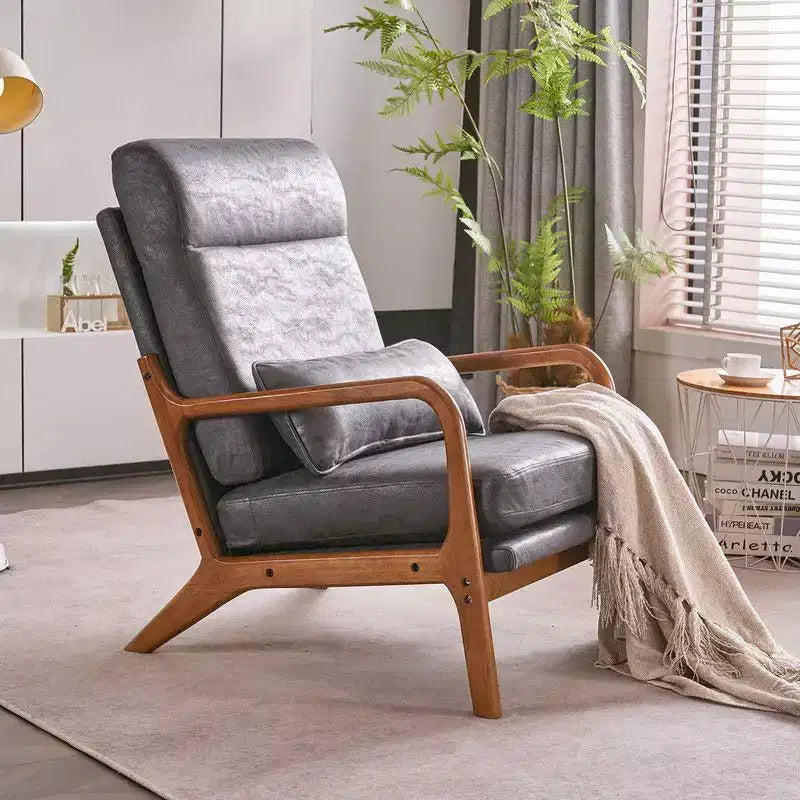 Fauteuil haut de dossier en lin beige, une place