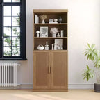 Meuble de rangement blanc vitré, 2 portes, 4 étagères, pour une personne