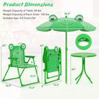 Table de pique-nique pour enfants et 2 chaises avec parasol – Marron / Vert / Rose, pour 2 personnes