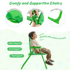 Table de pique-nique pour enfants et 2 chaises avec parasol – Marron / Vert / Rose, pour 2 personnes