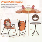 Table de pique-nique pour enfants et 2 chaises avec parasol – Marron / Vert / Rose, pour 2 personnes
