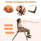 Table de pique-nique pour enfants et 2 chaises avec parasol – Marron / Vert / Rose, pour 2 personnes