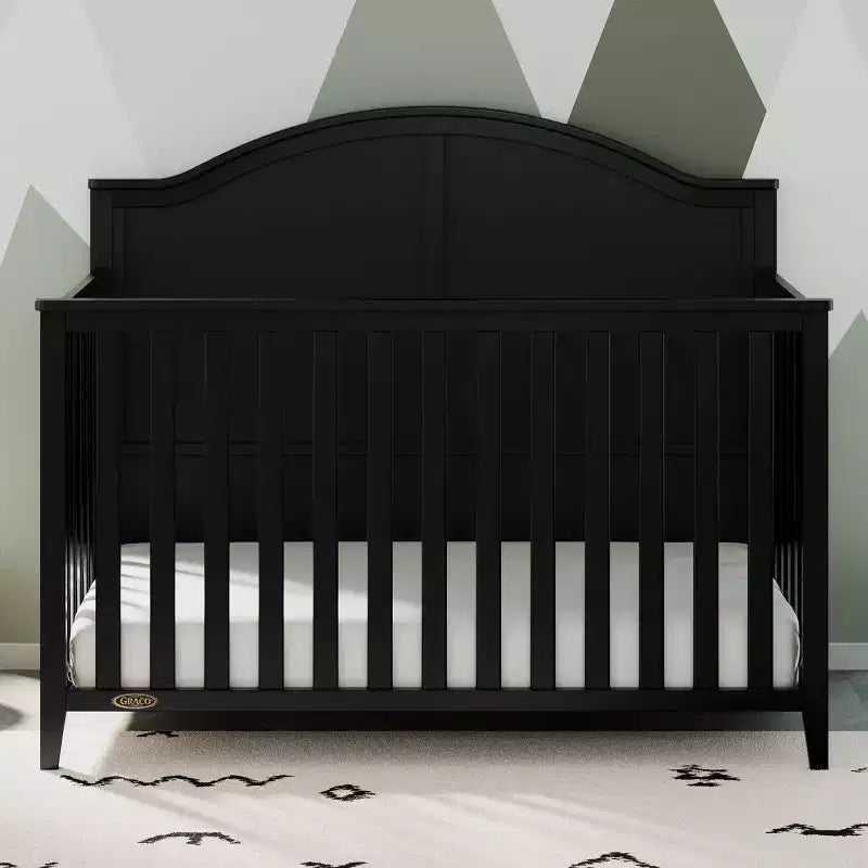 Lit de bébé convertible 5-en-1 – Noir / Gris Galet / Blanc, 1 enfant