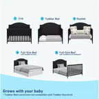 Lit de bébé convertible 5-en-1 – Noir / Gris Galet / Blanc, 1 enfant