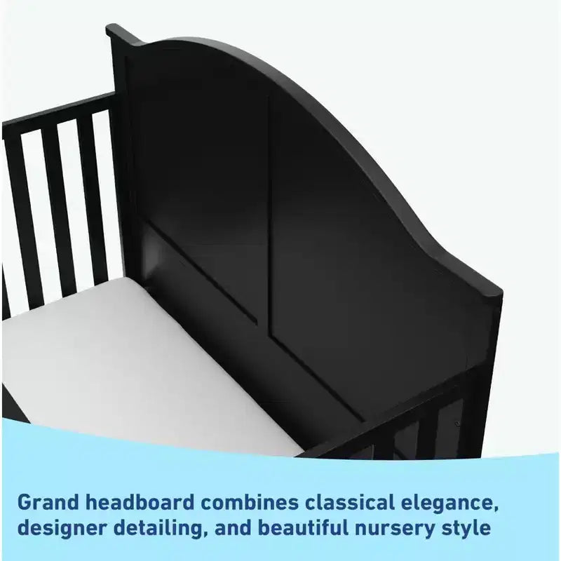 Lit de bébé convertible 5-en-1 – Noir / Gris Galet / Blanc, 1 enfant